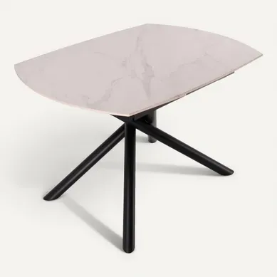 Table extensible L.120/180 cm CECILIA Blanc mat Table extensible L.120/180 cm CECILIA Blanc mat vue 3/4