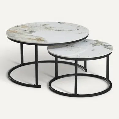 Table basse ANAIS Effet marbre blanc Table basse ANAIS Effet marbre blanc vue de face