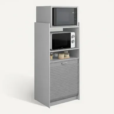 Meuble De Rangement De Cuisine Pour Micro-ondes Et Four, Alu, L.60 Cm X Ht. 127 Cm X P. 45 Cm