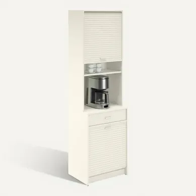 Colonne De Cuisine Rangement + Espace électroménager Blanc L.60 Cm X Ht. 206 Cm X P. 45 Cm