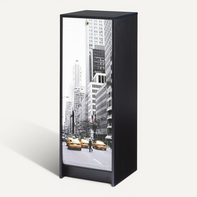 Classeur À Rideau Noir 5 Etagères Serrure L 37.8 H 103.8 P 38.4 Cm - Coloris: Scene New York 504 Classeur À Rideau Noir 5 Etagères Serrure L 37.8 H 103.8 P 38.4 Cm - Coloris: Scene New York 504