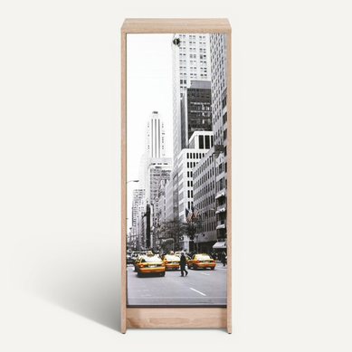 Classeur à Rideau Chêne 6 Niches L 37.8 H 103.8 P 38.4 Cm - Coloris: Scene New York 504 Classeur à Rideau Chêne 6 Niches L 37.8 H 103.8 P 38.4 Cm - Coloris: Scene New York 504
