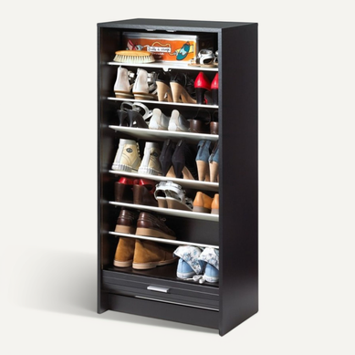 Meuble à Chaussures Noir 7 Tablettes 21 Paires - Coloris: Tour Eiffel 750 751