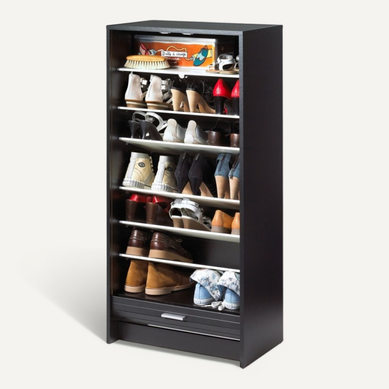 Meuble à Chaussures Noir 7 Tablettes 21 Paires - Coloris: Bambous 912