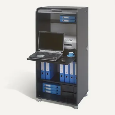 Armoire Informatique Mobile Noire 2 Tiroirs 5 Niches - Coloris: Noir Armoire Informatique Mobile Noire 2 Tiroirs 5 Niches - Coloris: Noir