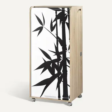Armoire Informatique Mobile Chêne 2 Tiroirs 5 Niches L 65.2 H 139.9 P 53.1 Cm - Coloris: Bambous 912