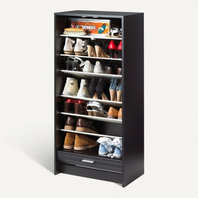Meuble à Chaussures Noir 7 Tablettes 21 Paires - Coloris: New York 500
