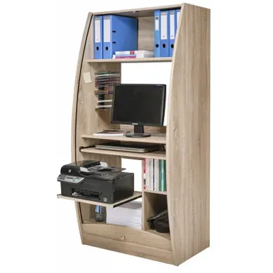 Armoire Informatique Galbée 80 Cm Chêne 6 Niches