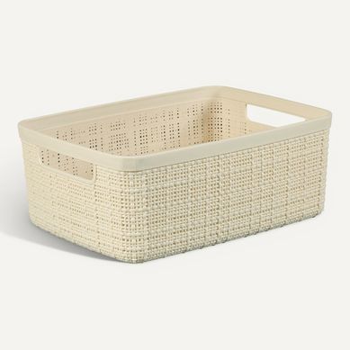 Panier rectangle 5L JUTE Blanc cassé Panier rectangle 5L JUTE Blanc cassé vue 3/4
