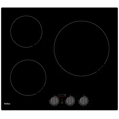Table induction AMICA AIM3530 3 foyers Noir Table induction AMICA AIM3530 3 foyers Noir vue de face