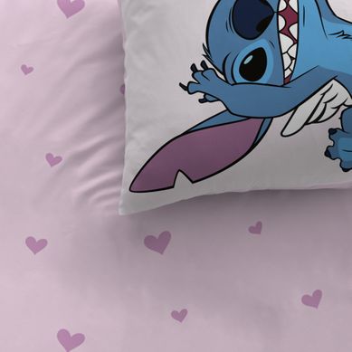 Parure De Lit Imprimée 100% Coton, Disney Home Stitch Cupidon Rose 140x200+63x63cm Parure De Lit Imprimée 100% Coton, Disney Home Stitch Cupidon Rose 140x200+63x63cm