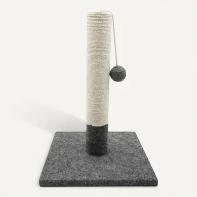 Poteau Griffoir Simple 42 Cm - Base 30x30 Cm, Pompon Gris Poteau Griffoir Simple 42 Cm - Base 30x30 Cm, Pompon Gris