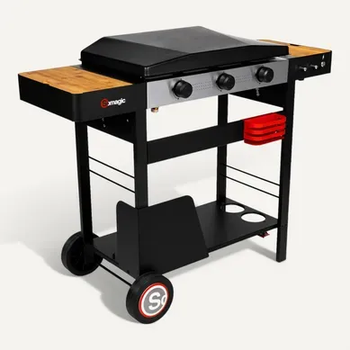Plancha Au Gaz Avec Chariot Solia 350 3 Brûleurs 6,45kw Plancha Au Gaz Avec Chariot Solia 350 3 Brûleurs 6,45kw