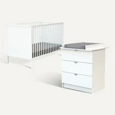 Chambre Bébé Lit Et Commode À Langer En Bois Blanc Alba Chambre Bébé Lit Et Commode À Langer En Bois Blanc Alba