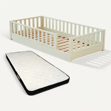 Jurababy - Lit Au Sol Enfant En Bois Sonho Avec Matelas - 90x190 Jurababy - Lit Au Sol Enfant En Bois Sonho Avec Matelas - 90x190
