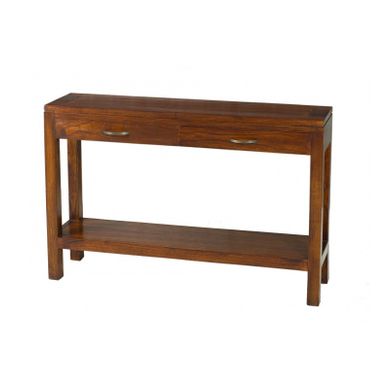 Lauren - Console Marron Rectangulaire 2 Tiroirs Bois Mindi Lauren - Console Marron Rectangulaire 2 Tiroirs Bois Mindi