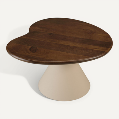 James - Table Basse Ovoïde Plateau En Manguier Pied En Métal Ivoire James James - Table Basse Ovoïde Plateau En Manguier Pied En Métal Ivoire James