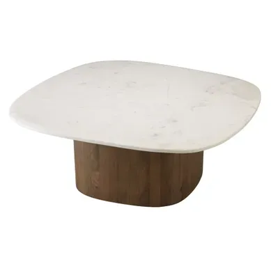 James - Table Basse 80x75cm Plateau Marbre Blanc De Banswara James - Table Basse 80x75cm Plateau Marbre Blanc De Banswara