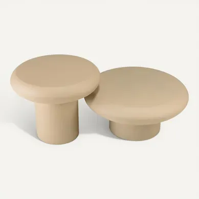 Hortense - Set De 2 Tables Basses Forme Champignon En Fer Beige Mat Hortense - Set De 2 Tables Basses Forme Champignon En Fer Beige Mat