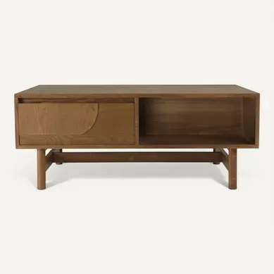 Mario - Table Basse Couleur Naturelle 2 Tiroirs Motif Arrondi 2 Niches Mario - Table Basse Couleur Naturelle 2 Tiroirs Motif Arrondi 2 Niches