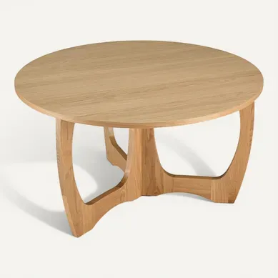 Sya - Table Basse Ronde D80 Décor Et Chêne Naturel Pied Ajouré Sya - Table Basse Ronde D80 Décor Et Chêne Naturel Pied Ajouré