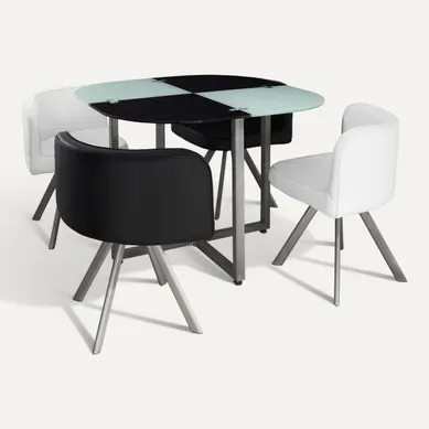 Table Et Chaises Mosaic 90 Blanc Et Noir Table Et Chaises Mosaic 90 Blanc Et Noir