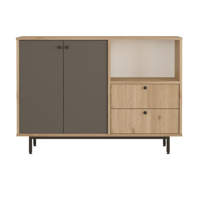Buffet 2 Portes Et 2 Tiroirs Axyl L120cm Chêne Et Anthracite