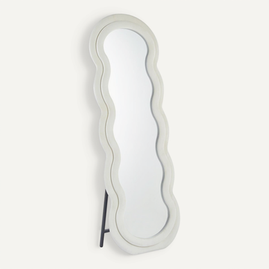 Miroir En Pied Décoratif Design Ondulé Andromak 70x170cm Velours Crème