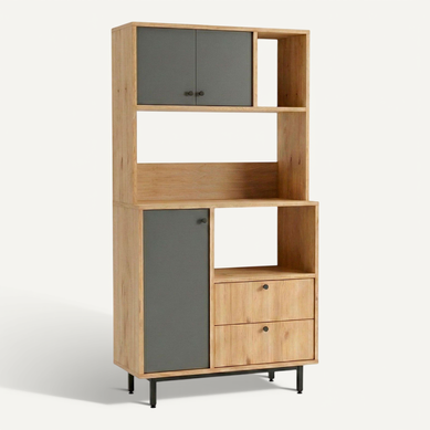 Buffet De Cuisine Haut "kieth" 161cm Naturel et Anthracite