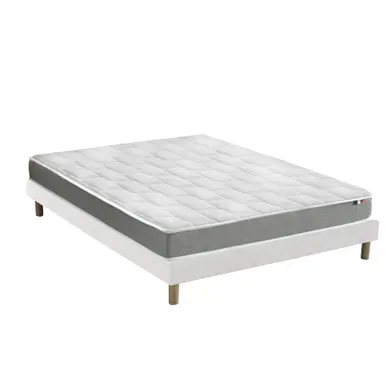 Ensemble Matelas Mousse Memoire De Forme Biconfort + Sommier + Oreiller et Couette 140x190