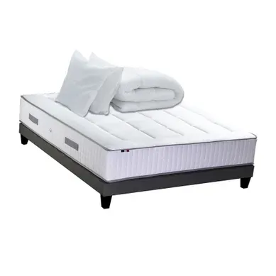 Pack Matelas Ressort 7 Zones + Memoire De Forme + Sommier + Couette + Oreillers Bellagio 140x190cm