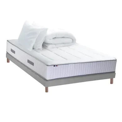 Pack Matelas Ressort 7 Zones + Memoire De Forme + Sommier + Couette + Oreillers Bellagio 140x190cm Pack Matelas Ressort 7 Zones + Memoire De Forme + Sommier + Couette + Oreillers Bellagio 140x190cm