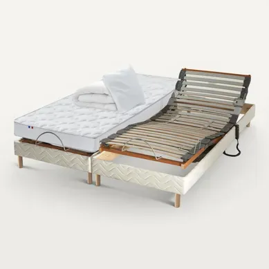 Lit Electrique 100% Latex 5 Zones 85kg/m3 + Couette + Oreillers + Sommier 2x80x200cm Lit Electrique 100% Latex 5 Zones 85kg/m3 + Couette + Oreillers + Sommier 2x80x200cm