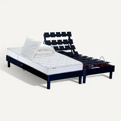 Lit Electrique 100% Latex 5 Zones 85kg/m3 + Couette + Oreillers + Sommier 2x90x200cm Lit Electrique 100% Latex 5 Zones 85kg/m3 + Couette + Oreillers + Sommier 2x90x200cm