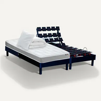 Lit Electrique Memoire De Forme + Couette + Oreillers + Sommier 2x90x200cm