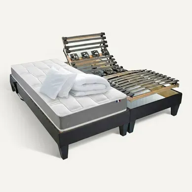 Lit Electrique Memoire De Forme +couette + Oreillers + Sommier 2x80x200cm Lit Electrique Memoire De Forme +couette + Oreillers + Sommier 2x80x200cm