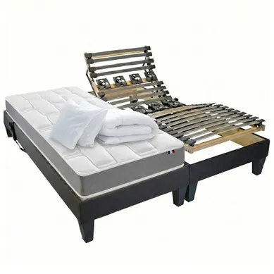 Lit Electrique Memoire De Forme +couette + Oreillers + Sommier 2x90x200cm