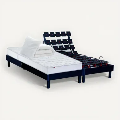 Lit Electrique 100% Latex 5 Zones 85kg/m3 + Couette + Oreillers + Sommier 2x80x200cm Lit Electrique 100% Latex 5 Zones 85kg/m3 + Couette + Oreillers + Sommier 2x80x200cm