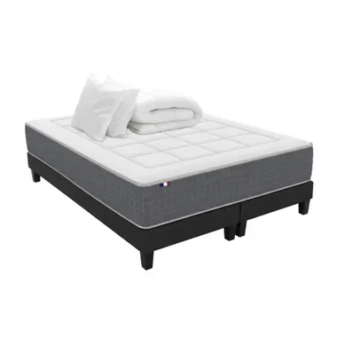 Ensemble Matelas Ressort 7 Zones + Sommiers + Couette + Oreillers Max 2x80x200
