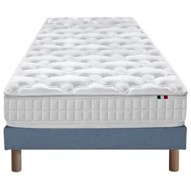 Pack Astre Matelas Ressorts + Sommier + Couette + Oreillers 90 X 190 Bleu Denim Pack Astre Matelas Ressorts + Sommier + Couette + Oreillers 90 X 190 Bleu Denim