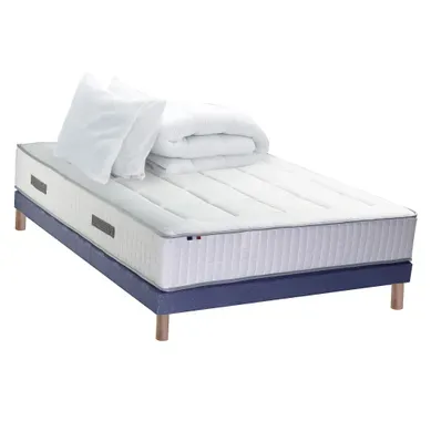 Ensemble Matelas Ressort 7 Zones + Sommier + Oreiller + Couette 140x190 Bleu Denim Ensemble Matelas Ressort 7 Zones + Sommier + Oreiller + Couette 140x190 Bleu Denim