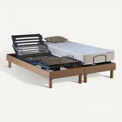 Lit Électrique Relaxation Lattes Chêne Clair + Matelas 100% Latex 180x200 cm Lit Électrique Relaxation Lattes Chêne Clair + Matelas 100% Latex 180x200 cm
