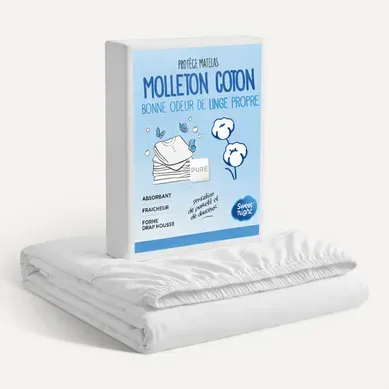 Protège Matelas 140x190 - Molleton 100% Coton - Senteur Linge Propre Aux Perles De Fleurs Protège Matelas 140x190 - Molleton 100% Coton - Senteur Linge Propre Aux Perles De Fleurs