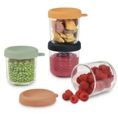 Sunrise Color Mix - Coffret 4 Pots Verre 250 Ml Empilables, Couvercles Silicone Sunrise Color Mix - Coffret 4 Pots Verre 250 Ml Empilables, Couvercles Silicone
