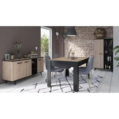Ensemble Séjour Enfilade + Table Haute + Vitrine - Décor Chene Brossé - Wayne Ensemble Séjour Enfilade + Table Haute + Vitrine - Décor Chene Brossé - Wayne