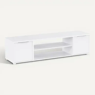 Meuble TV L.150 cm AXELLE blanc vue 3/4