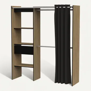 Kit dressing extensible L. 114-168 cm MOKA imitation chêne et noir Kit dressing extensible L. 114-168 cm MOKA imitation chêne et noir vue 3/4