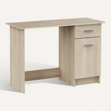 Bureau 1 porte et 1 tiroir GASTON imitation chêne vue 3/4