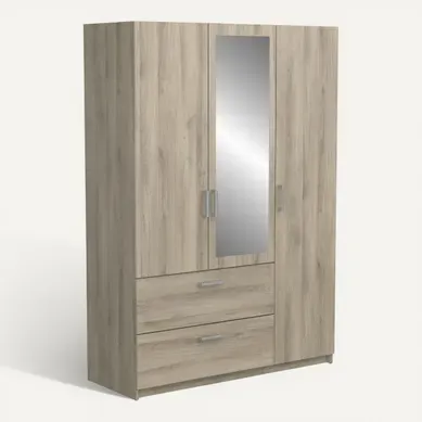 Armoire 3 portes 2 tiroirs L.134 cm READY imitation chêne kronberg Armoire 3 portes 2 tiroirs L.134 cm READY imitation chêne kronberg vue 3/4