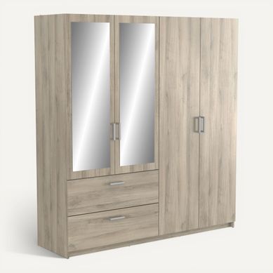 Armoire 4 portes 2 tiroirs L.179 cm READY imitation chêne kronberg Armoire 4 portes 2 tiroirs L.179 cm READY imitation chêne kronberg vue 3/4